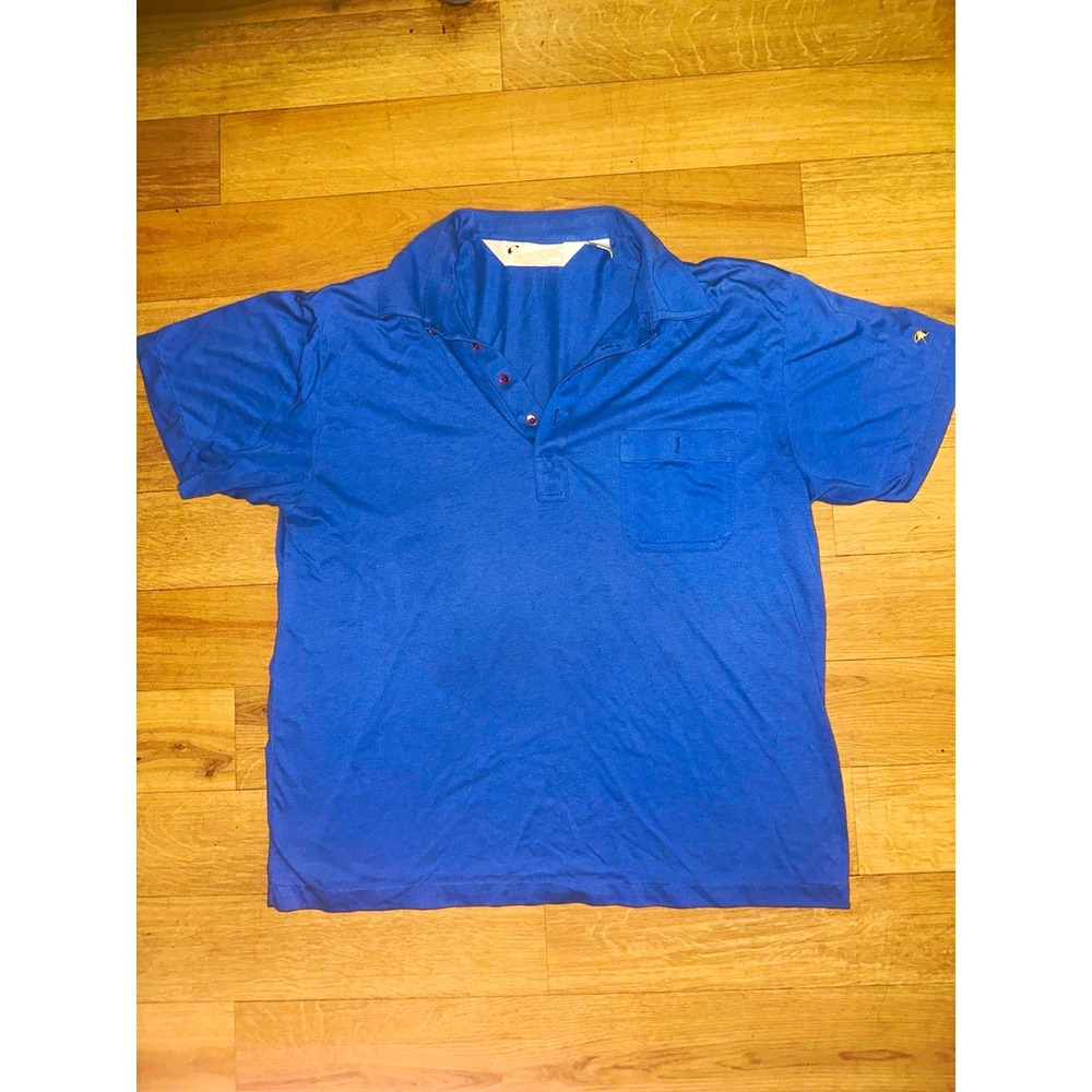 Arnold Palmer Polo Shirt Mens Large Blue Golf Pocket Umbrella Logo Short Sleeve